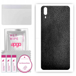 apgo Protective Skin Sticker for the back compatible with vivo V11i, Wrap Film, Foil, Vinyl - Pattern Black Leather