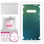 apgo Protective Skin Sticker for the back+sides compatible with Samsung Galaxy S10 Plus, Full Wrap Film, Foil, Vinyl - Pattern Carbon Chameleon CAKA1