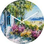 Digitaalne madala m&uuml;ratasemega seinakell, 30 cm/12-tolline maapiirkonna maastik Seinakell Kvartskell Vaikne Vaikne Lihtne kell kodukaunistuseks Lastetuba Rural landscape