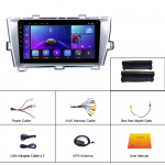 REAKOSOUND Android 2 Din 9-tolline autoraadio Toyota Prius 09-13 jaoks vasakpoolne titaanist GPS-navigatsioonis&uuml;steem Wifi peegellink Bluetooth FM-raadio tagantvaade 9''-2+64 valge