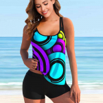 Naiste &otilde;lapaeltega ujumistrikoo, v&auml;rvilise m&uuml;tsiprindiga, bikiinip&uuml;ksid ja tank top ujumistrikoo S mitmev&auml;rviline