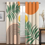 2 tk Abstraktsed Boho Keskmise Sajandi Kardinad Moodsad Minimalistlikud Geomeetrilised Palmilehed Lilleline Taimeriba Kardinad Dekoor Magamistoa Akna jaoks (50Wx50H)x2(CM)&Rod Pocket