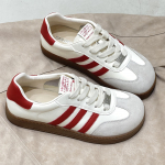 Kevadine uus korea stiilis lamedad vabaaja valged kingad, v&auml;rvide sobivus, saksa keel, kolm riba, ehtne nahk, saksa keel, valge, valge 35