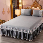 3tk pitsvoodi seelik Ruffle pits seelik stiilis voodikate Princess Style libisemisvastane 1,8 m kaheinimesevoodi kate rihma kaitsekattega 150x200cm 3pcs
