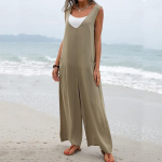 Suvised naiste tugevad &otilde;hukesed kombinesoonid &Uuml;heosalised V-kaelusega varrukateta ja taskutega kombinesoonid Vabaajalised vabad hingavad laia s&auml;&auml;rega pikad p&uuml;ksip&uuml;ksid S hall v&auml;rv