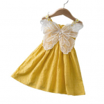 Varrukateta kleit, &uuml;hev&auml;rviline lillekaunistusega lastele, t&uuml;drukutele, liblikatega kaunistatud kleit v&auml;ljas&otilde;iduks 90cm kollane