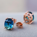 Ovaalse l&otilde;ikega kahev&auml;rviline arbuus punane roheline turmaliin kalliskivist k&otilde;rvar&otilde;ngad pruudi pulma ehted kingitused roosa kuldne v&auml;rv/vesi sinine v&auml;rv