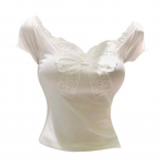 Seksikad kokettsed t&auml;navar&otilde;ivad T-s&auml;rgid Naiste Korea mood Vintage vibupits Patchwork V-kaelusega &otilde;hukesed s-T-s&auml;rgid, 2024. aasta suvi &scaron;ikk S beež