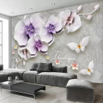 Suur seinamaaling tapeet seintele loominguline 3D reljeef Phalaenopsis lilled fotomuraal TV taust ruumikaunistus 200 cm(W) x 140 cm(H)