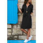 Naiste vabaaja Psrty avar kleit Vestidos, lahtik&auml;iv krae, v&ouml;&ouml;, hommikumantel, p&otilde;lvedeni ulatuv kleit, suur suurus XXL must