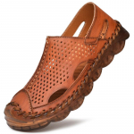 &Otilde;&otilde;nesed meeste kingad suvesandaalid Meeste moodsad libisemiskindlad nahast pehme p&otilde;hjaga meeste rannajalatsid vaba aja veetmise pumbaga nahast sandaalid 38 must