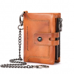 Meeste rahakott ketiga Ehtsast nahast kahepoolne rahakott Multifunktsionaalne Vargusvastane Mitme kaardiga rahakott kollane