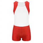 Lastepoiste &uuml;markaelus ja varrukateta trikoo kombinesoon l&uuml;hikeste p&uuml;kstega v&otilde;imlemisjooga treeningv&otilde;istluseks 5-6 Years punane