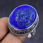 Lapis Lazuli Gemstone 925 Sterling Silver gift Jewelry Ring Size 7.5 v5B97
