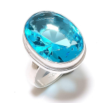 Blue Topaz Gemstone Handmade 925 Sterling Silver Gift Jewelry Ring Size 10 b7h46