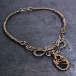 Natural Black Tourmaline Gemstone Copper Wire Wrap Jewelry Necklace 18 d8t89