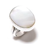 Natural Pearl Gemstone Handmade 925 Sterling Silver Jewelry Ring Size 10 o9a00