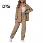 2 tk/komplekt S&uuml;gis Kevad Naiste S&auml;rgi P&uuml;kste Komplekt Pikkade Varrukatega Rev&auml;&auml;riga N&ouml;&ouml;pidega Pluus Rinnataskuga Elastse V&auml;rvliga P&uuml;ksid OL T&ouml;&ouml;les&otilde;it Sport M khaki