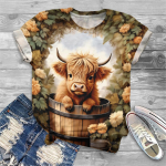 Uus naiste Summer Cow Print T-s&auml;rk Suur naiste trendir&otilde;ivad Moodne l&uuml;hikeste varrukatega s&auml;rk Naiste O-kaelusega loomapluus S