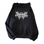 S&uuml;gistalvine unisex kapuuts Pingutuspael elastne mansett Thorn Print Paks fliis Patch Tasku lahtised pikad varrukad Pullover soe top S must