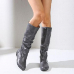 S&uuml;gis ja talv Uus Euroopa ja Ameerika &Uuml;hendriigid Moodsad plisseeritud saapad K&otilde;rge &uuml;mara peaga &uuml;hev&auml;rvilised Martini saapad 41