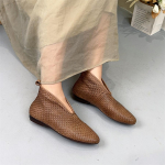 Johnature Retrosaapad, ehtsast nahast k&auml;sitsi kootud naiste kingad, terava ninaga, lamedad l&uuml;hikesed saapad 39 kohv