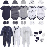 KIDDIEZOOM 23TK Vasts&uuml;ndinu r&otilde;ivakomplekt L&uuml;hikeste varrukatega kombinesoon + m&uuml;ts + kindad + sokid Imiku poisi t&uuml;drukule t&auml;iskuu kinkepakk 3-6Months