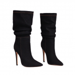 Lenkisen Denim S&uuml;gis-Talvised Kingad Terava Ninaga Stiletto K&otilde;rged Kontsad Hoidke Soojas Moodsad Volditud Keskmise S&auml;&auml;rega Saapad 34 must