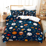 Spordivoodipesu komplekt, Ragbi tekikott ja padjap&uuml;&uuml;rid 2/3 tk, Atleedist poisi voodikate kingitus, Kiiresti kuivav kodutekstiil AU Single 140x210cm blue
