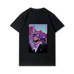 Suured suurused Evangelion tr&uuml;kiga unisex T-s&auml;rgid &uuml;mara kaelusega puuvillased topid suvised anime vabaaja mustad T-s&auml;rgid 2XL