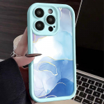 iPhone 16 15 14 Pro Max 13 Pro 12 Mini 11 XR XS jaoks p&otilde;rutuskindel marmormustriga matt TPU pehme kate iPhone 16 Pro Max sinine