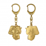 Dogo Argentino - Gilded key ring with dog in gift box, handbag decoration, luxury accessory by Art-Dog brand