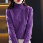 Naiste ka&scaron;miir kampsun Qinghe ka&scaron;miir 30% ka&scaron;miir 70% vill s&uuml;gis-talvine ka&scaron;miir paks pullover pehme ja soe L lilla