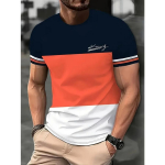 Suvemoe kuningas &ndash; meeste klassikaline l&uuml;hikeste varrukatega T-s&auml;rk &ndash; grafiti kirjatr&uuml;kiga, v&auml;rvilise plokktriibu mustriga, &scaron;ikk vabaaja topp S