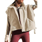 S&uuml;gis-Talvine Naiste Kunstvillane Vest Vabaaja Varrukateta Jakk Suurem Pandlaga Vest-Mantel Taskutega M beige