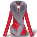 Naiste talvine vabaaja soe parkjakk Solid Outwear Mantel karusnahast mantel L punane