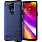 P&otilde;rutuskindel silikoon&uuml;mbris LG G7 Thinq G7 One jaoks s&uuml;sinikkiust &uuml;mbrised telefonile lg g7+ thinq LG X5 Q9 One harjatud tekstuuriga telefoni kaas LG G7 Plus Thinq sinine