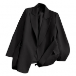 Naiste &uuml;likonnamantel, pikkade varrukatega pitsiline &uuml;hev&auml;rviline taskutega &uuml;likonnajakk M must