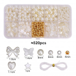 520 tk/karp segatud p&auml;rliga CCB vahehelmeste komplekt n&ouml;&ouml;riga DIY k&otilde;rvar&otilde;ngas k&auml;ev&otilde;ru kaelakee telefoni kett ehete valmistamine helmed tarvikud 520pcs