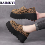 mood Leopard platvormmokassiinid Kingad Naiste Madalad Suede Vabaaja Tossud Br&auml;nd Muulad Naine 2024 Trend Talv Pl&uuml;&uuml;s Soojad Lume Botas Mujer 35 must
