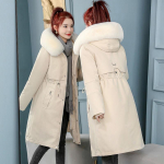 Naiste talveparka eemaldatava sisevoodriga, Korea stiilis pikk lahtine pluss-suuruses paksendatud puuvillast mantel XXXL