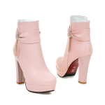 Mood 2024 Elegantsed l&uuml;hikesed saapad Naiste kingad S&uuml;gis-talv naiste poolsaapaplatvorm Magusad mustvalged roosad kontsakingad naistele 39 roosa