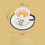 200 ml Kassipoegade keraamiline kohvikruus alustassiga Armas kolmem&otilde;&otilde;tmeline p&otilde;hjaga loomalehmapiima teetass T&uuml;drukule kassikruus p&uuml;hadekink 200ML