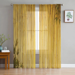 Bambusest Zen Hiina stiilis l&auml;bipaistvad kardinad Elutoa aken T&uuml;llkardinad Magamistoa K&ouml;&ouml;gi jaoks Kodukaunistus Voile kardinad W135 x H115cm x1&Rod Pocket