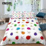 Lepatriinu tekikottide komplekt 3D lepatriinu tr&uuml;kiga voodipesukomplekt lastele poistele t&uuml;drukutele lendav entomoloogia 2/3 tk pehme kuningliku suurusega tekikate 155x215cm 3pcs