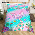 Tekikott Merineitsi saba mereloomade tekikott lastele Child Fish Scale s&auml;delev litrid Lohjakate Ocean Sealife EU single(135x200cm)