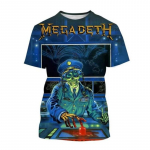 Megadeth 3D tr&uuml;kitud T-s&auml;rgid Mood Rock Band Meeste vabaaja T-s&auml;rk Suvine Meeste Punk Naljakas Hip Pop L&uuml;hikeste Varrukatega Meeste XL