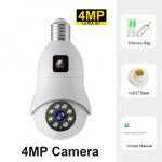 8MP 4K Pirn WiFi Kahe objektiiviga V&auml;rviline &Ouml;&ouml;n&auml;gemine Automaatne J&auml;lgimine Suum Siseruumide Turvamonitor E27 J&auml;relevalve Traadita Kaamera kaamel