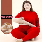 S&uuml;gis- ja talvine lambaliha fliisist naiste kaameli fliisist termopesu komplekt + p&uuml;ksid 4XL punane