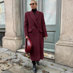 Naiste mood Elegantne villane mantel, pikkade varrukatega kaherealine mantel S&uuml;gistalvine lahtine voodipesu mantel Retro Briti stiilis Kommunikatsioon Uus mood S burgundiapunane